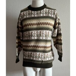 Vintage Arcohis Alpaca Wool Sweater Andean Fair Isle Llama Pattern Unisex Small?